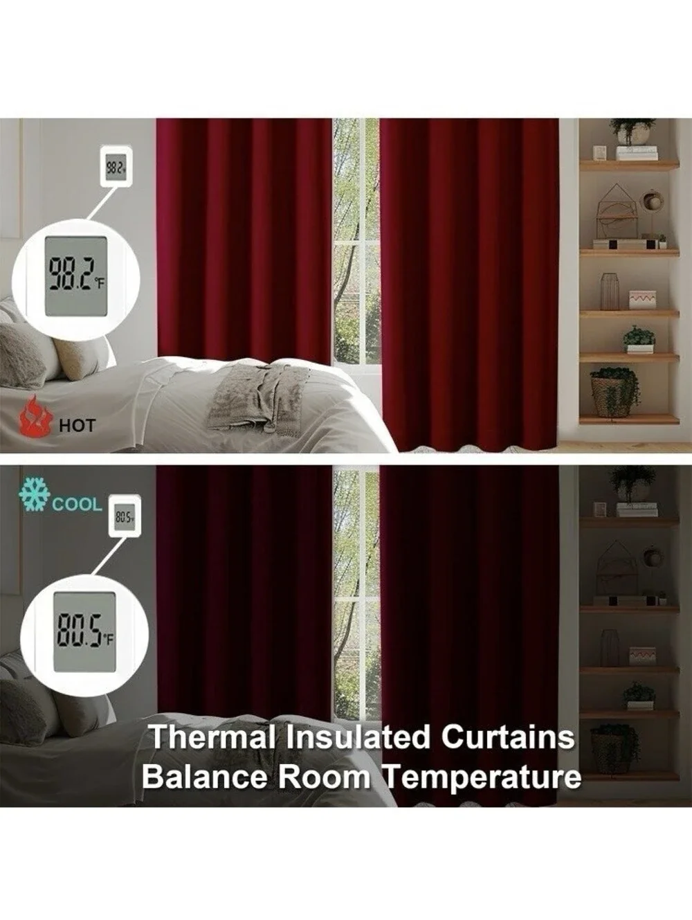 Simplebrand blackout curtains In Red 40”x96”  2 Panels